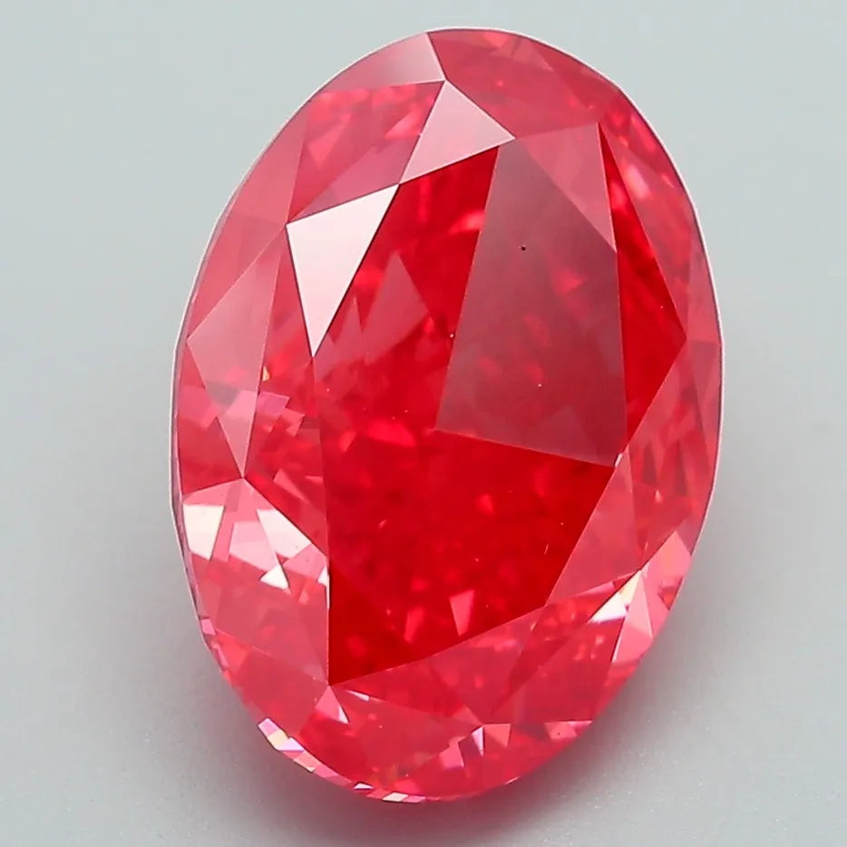 5.01ct Oval Lab Grown Diamond (Colour Fancy Vivid Red, Clarity VS1, IGI Certified)